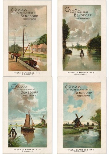 ADVERTISING BENSDORP CACAO AMSTERDAM 8 Vintage LITHO PC. ITALIAN TEXT (L3959) - 第 1/2 張圖片