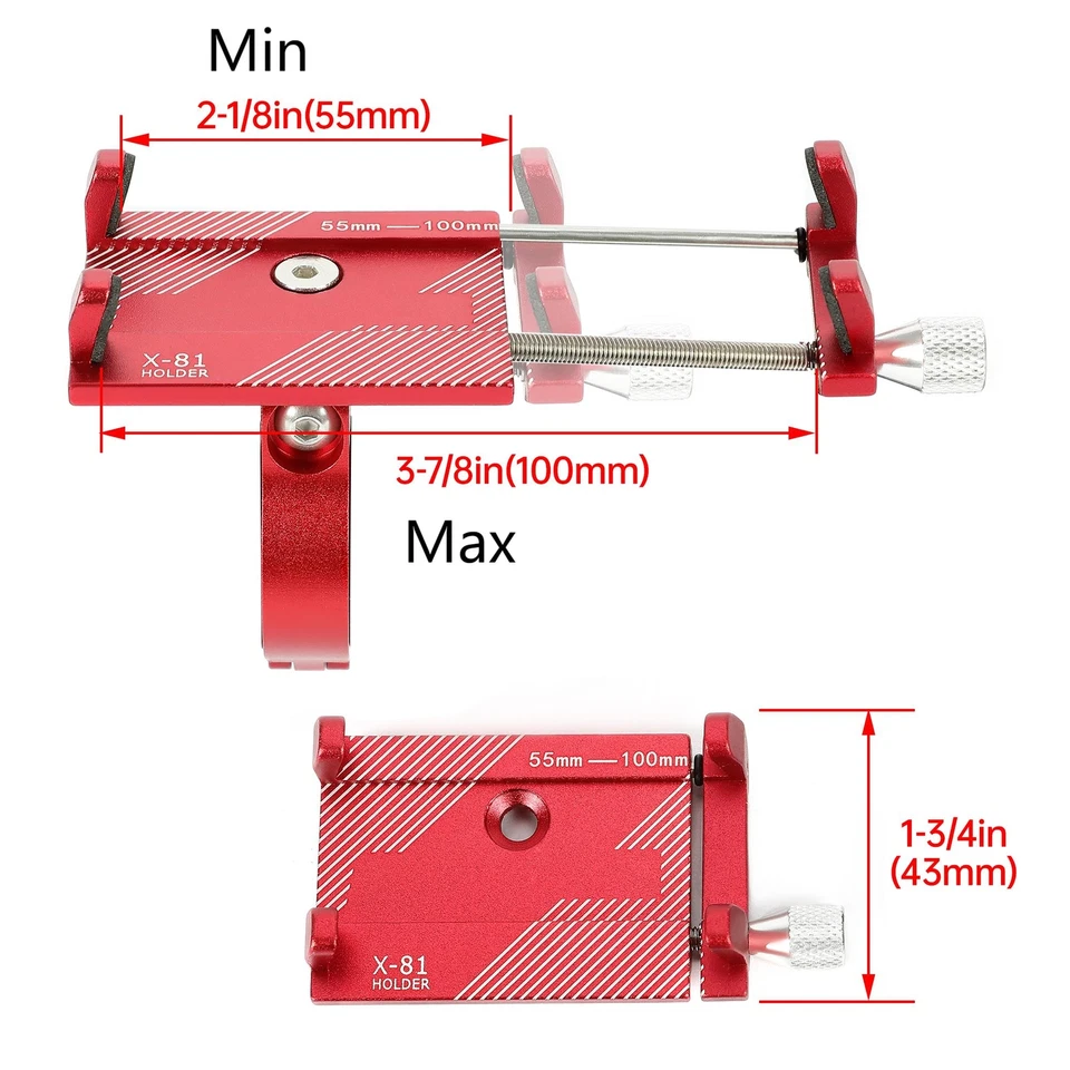 360° Red Aluminum Motorcycle Bike Bicycle GPS Cell Phone Holder Mount Handlebar - Image 2 of 4