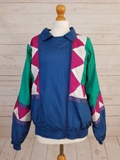 Bocoo Vintage Womens Blue & Green Lightweight Zip Up Tracksuit Top Jacket Size L
