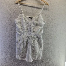 Kendall Kylie Romper Womens Large White Diamonds Pockets Lined Stretch