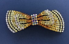 Multi-shade yellow crystal flower bow barrette made with Swarovski crystals