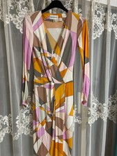 EMILIO PUCCI Geometric Pattern Long Sleeve Dress Knee-Length Multi-Color Used