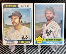 Thurman Munson 2 Card Lot. 1974 Topps #340 & 1976 Topps #650. NY Yankees ⚾️🔥