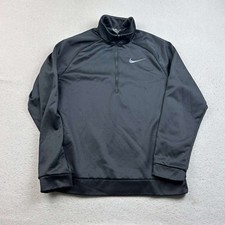 Nike Sweatshirt Mens Medium Black Dri-Fit 1/4 Zip Mock Neck Thermal Pullover