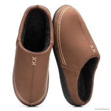 Men's Moccasin Slippers Suede Memory Foam Non-Slip TPR Sole Indoor Outdoor