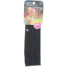 6 Pack Scunci Everyday  Active Non Slip Grip Headwrap, Black