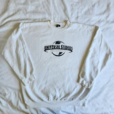 Vintage 90's Universal Studios Hollywood White Lrg Crew Neck Pullover Sweatshirt