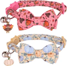PTDECOR Thanksgiving Cat Collar Breakaway with Bow Tie Bell, Thanksgiving-1 