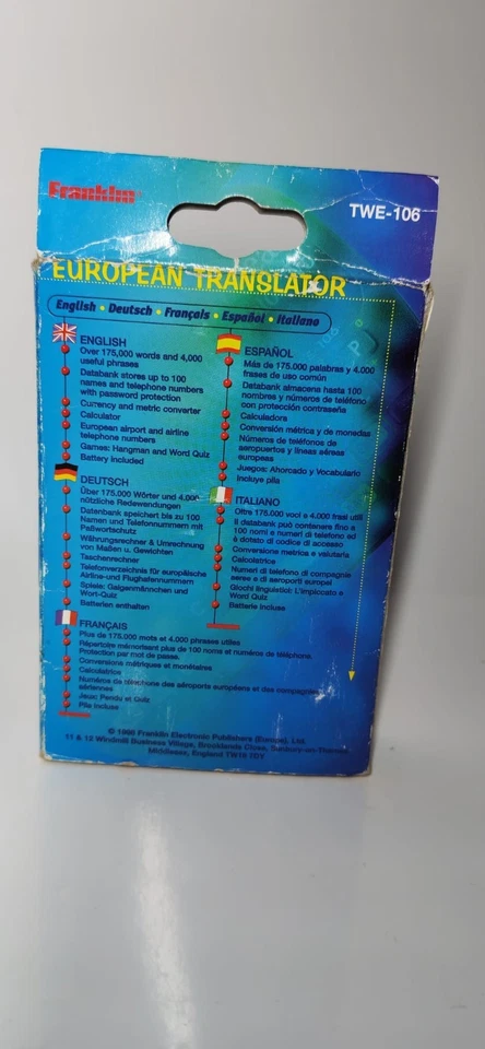 Franklin European Translator TWE-106 English German French Italian - Image 4 of 4
