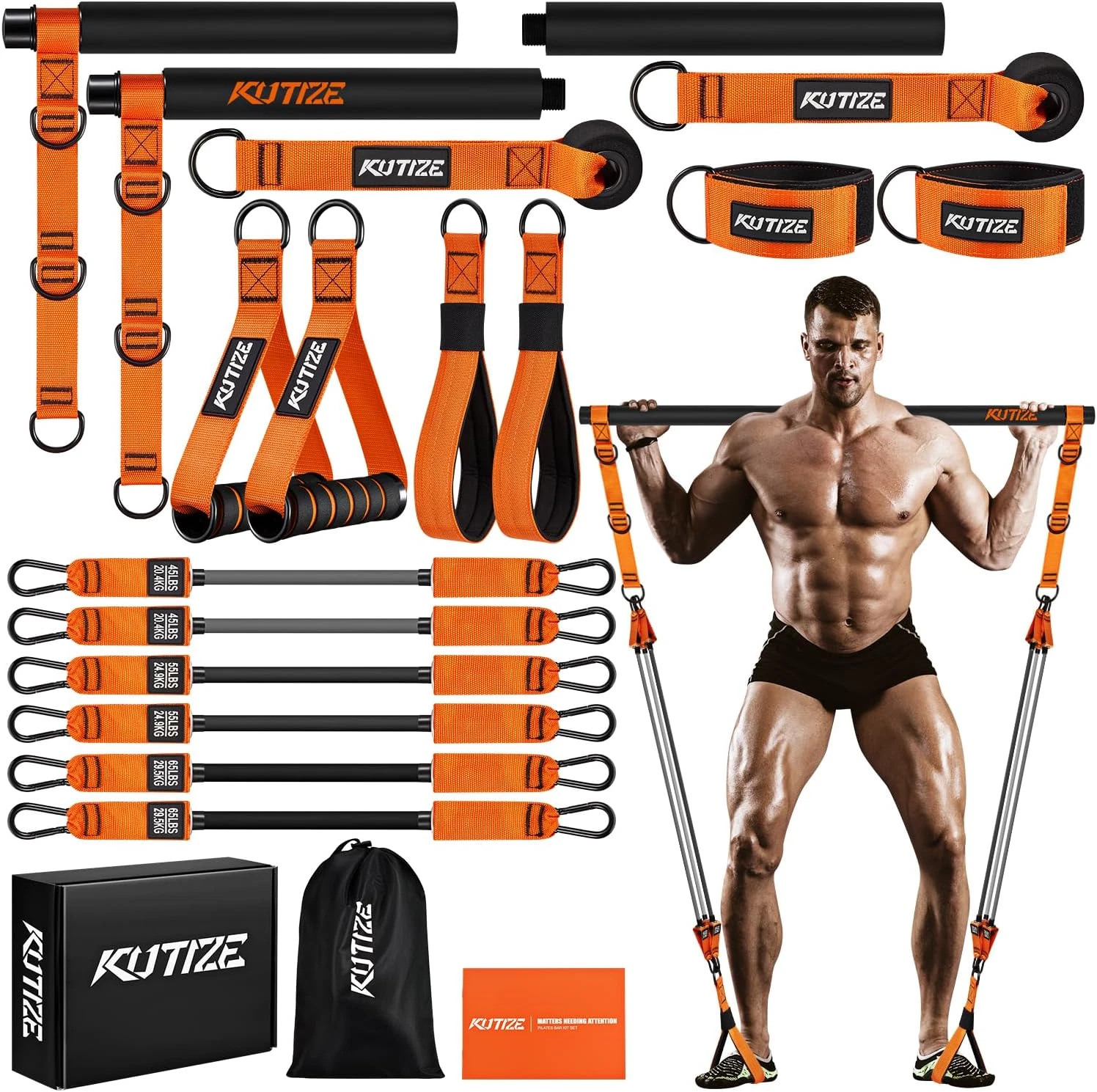 Portable Pilates Bar Kit with Resistance Bands for Full Body Strength Training