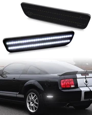 2PCS For 2005-2009 Ford Mustang Smoked LED Rear Bumper Side Marker Light White 