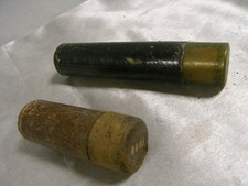 LOT 2 ANCIENS TUBES PORTE LOUIS D'OR PIECE NAPOLEON LAITON GAINE DE CUIR