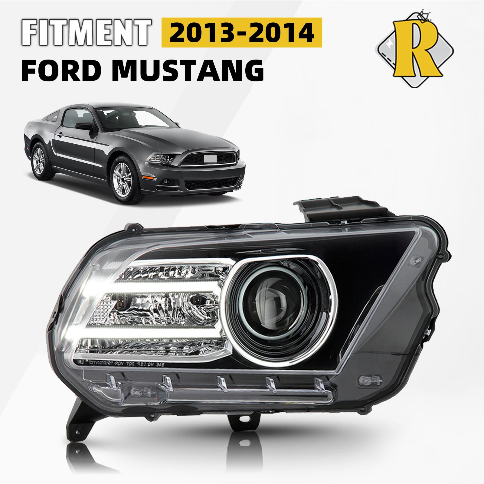 For 2013-2014 Ford Mustang HID/Xenon Projector Headlight Passenger Right Side