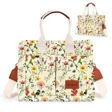 Canvas Tote Bag for Women, Large Work Purses Bible Tote Retro Flower