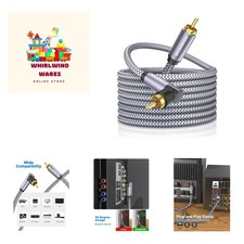High-Quality 90 Degree RCA Subwoofer Cable 50ft - Gold-Plated for Superior Sound