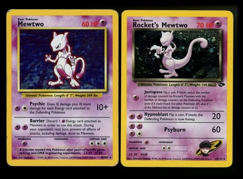 Rocket's Mewtwo 14/132 Gym Challenge 2000 10/102 Base Vintage WOTC Holo Pokemon