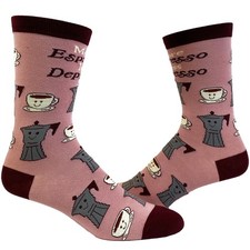 Women's Espresso Depresso Socks Funny Cute Coffee Cup Pot Graphic Novelty