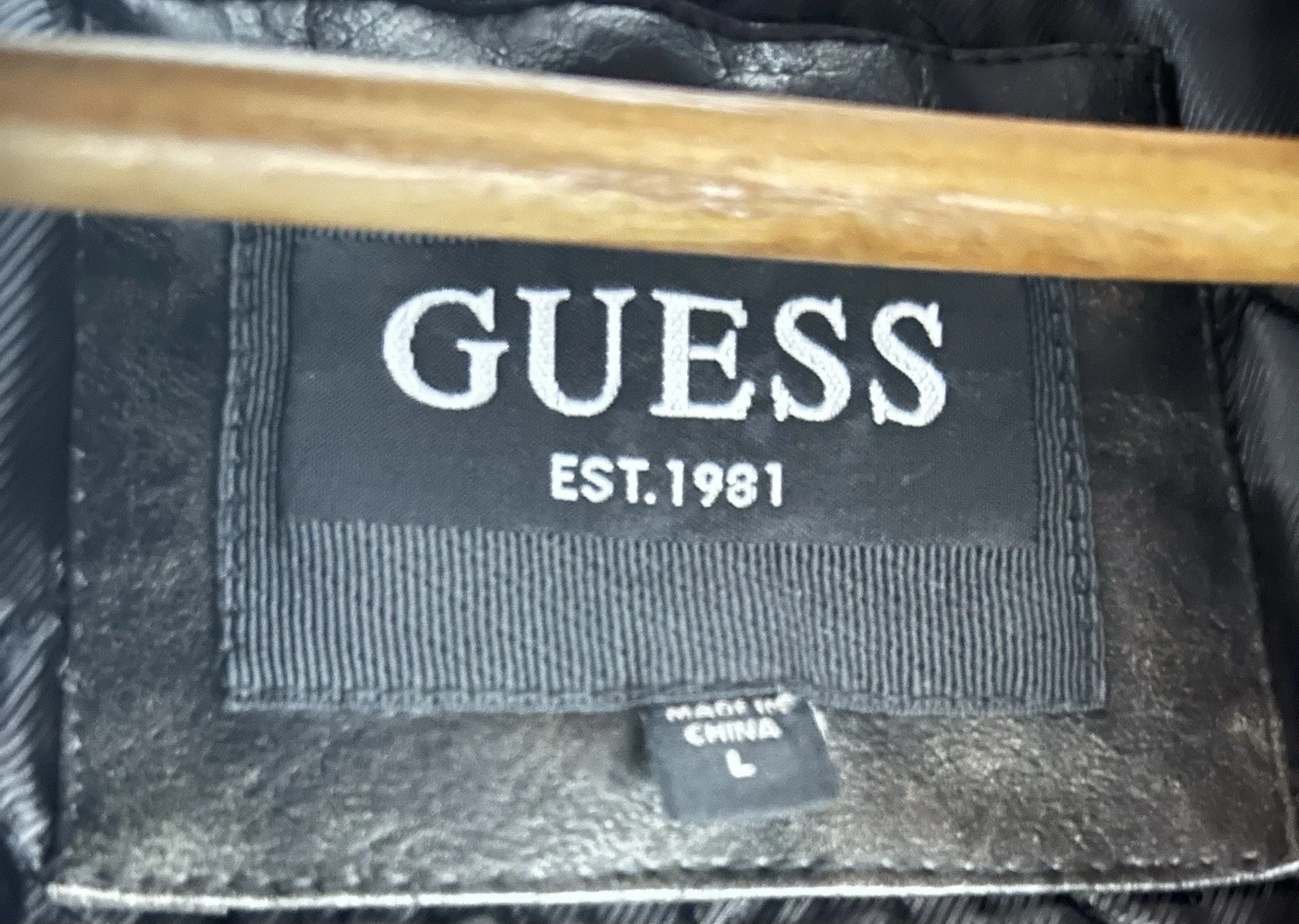 NWT GUESS Brown Bittersweet Cocoa Brad Biker Men’s Leather Zip-Up Jacket Size L - product detail image 6