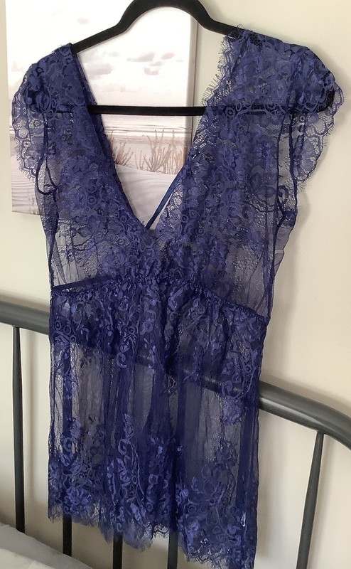 Navy Blue Lace Babydoll, Large