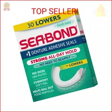 Sea-Bond Secure Denture Adhesive Seals, Fresh Mint Lowers, Zinc-Free, All-Day-Ho