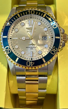 Invicta Pro Diver Men's Two-Tone SS Quartz Watch Silver Dial Blue/Gold Bezel