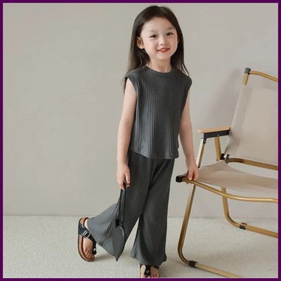 Children Clothing Summer New Girls Ice Silk Set Girls Summer Loose Fitting