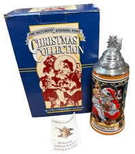 1994 Saturday Evening Post Christmas Collector Lidded Stein 10.75" S.P. GERZ NIB