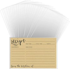 HVSWLY 100PCS 3X5 Recipe Card Protectors,Clear Recipe Plastic Sleeves,Transparen