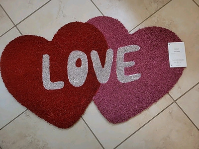 Valentine's Day Pink And Red Hearts Coir Doormat Love! Brand New With Tags 