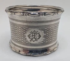 Antique English Sterling Silver Napkin Ring "EW" or "WE" initials, dated 1923