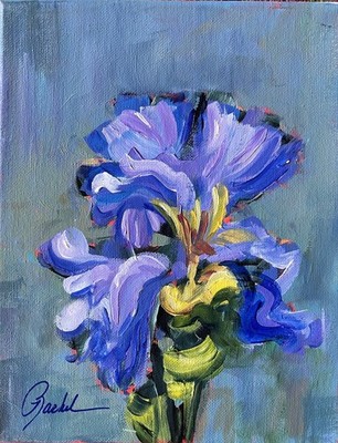 8 X 10 Acrylic Iris Flowers Painting Signed Canvas Contemporary Art