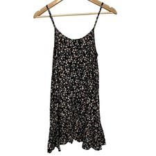 Urban Outfitters Women's XS Black Spaghetti Strap Floral Slip Mini Flowy Dress