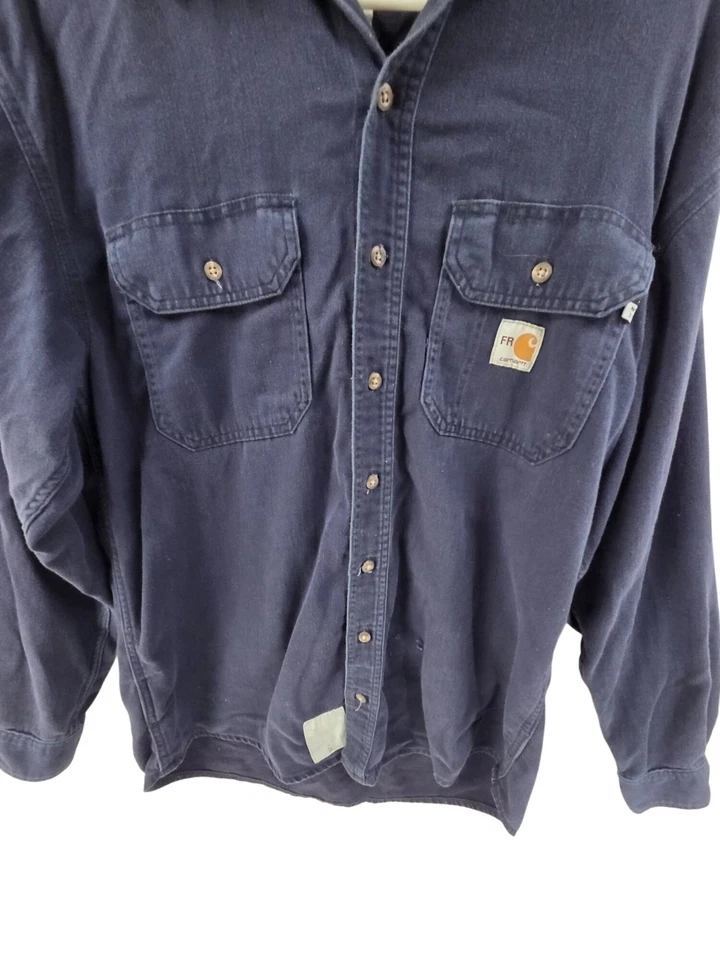 Carhartt FR Shirt Mens M Blue 29420 Flame Resistant Workwear Button Down Work - Image 2 of 4