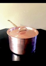 Rare Antique Duparquet D H M & Co NY Copper Sauce Pan Pot Matching Lid New Tin