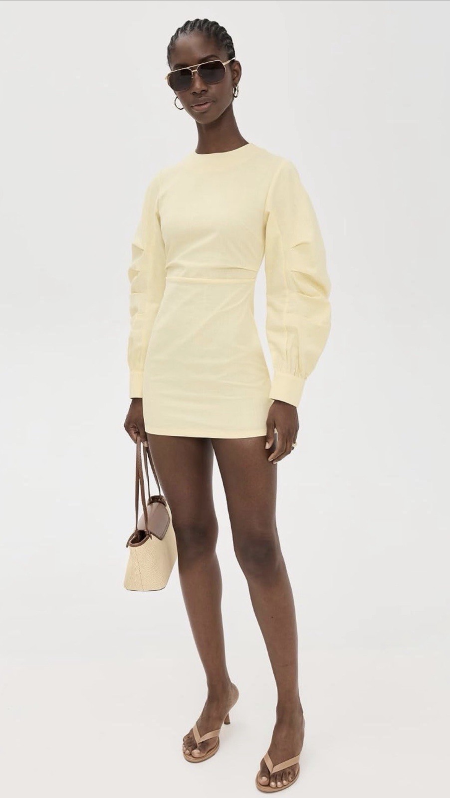 Lioness Women's Blooming Butter Yellow Long Sleeve Mini Dress | Small S