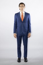 Men's tailored suit drop 6, 2 buttons, royal wool blend