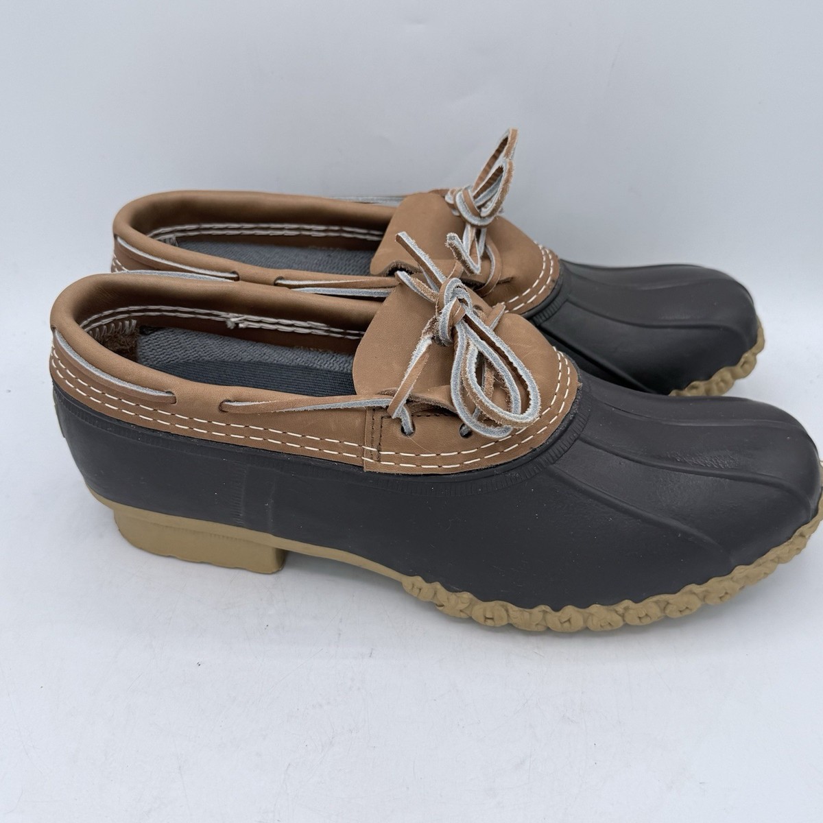 L.L. Bean Duck Boots Lace Up Leather Top Made in Maine Men’s HM Vintage LL Bean Maine Hunting Shoes Mens 8N GM MADE IN USA  main image 4