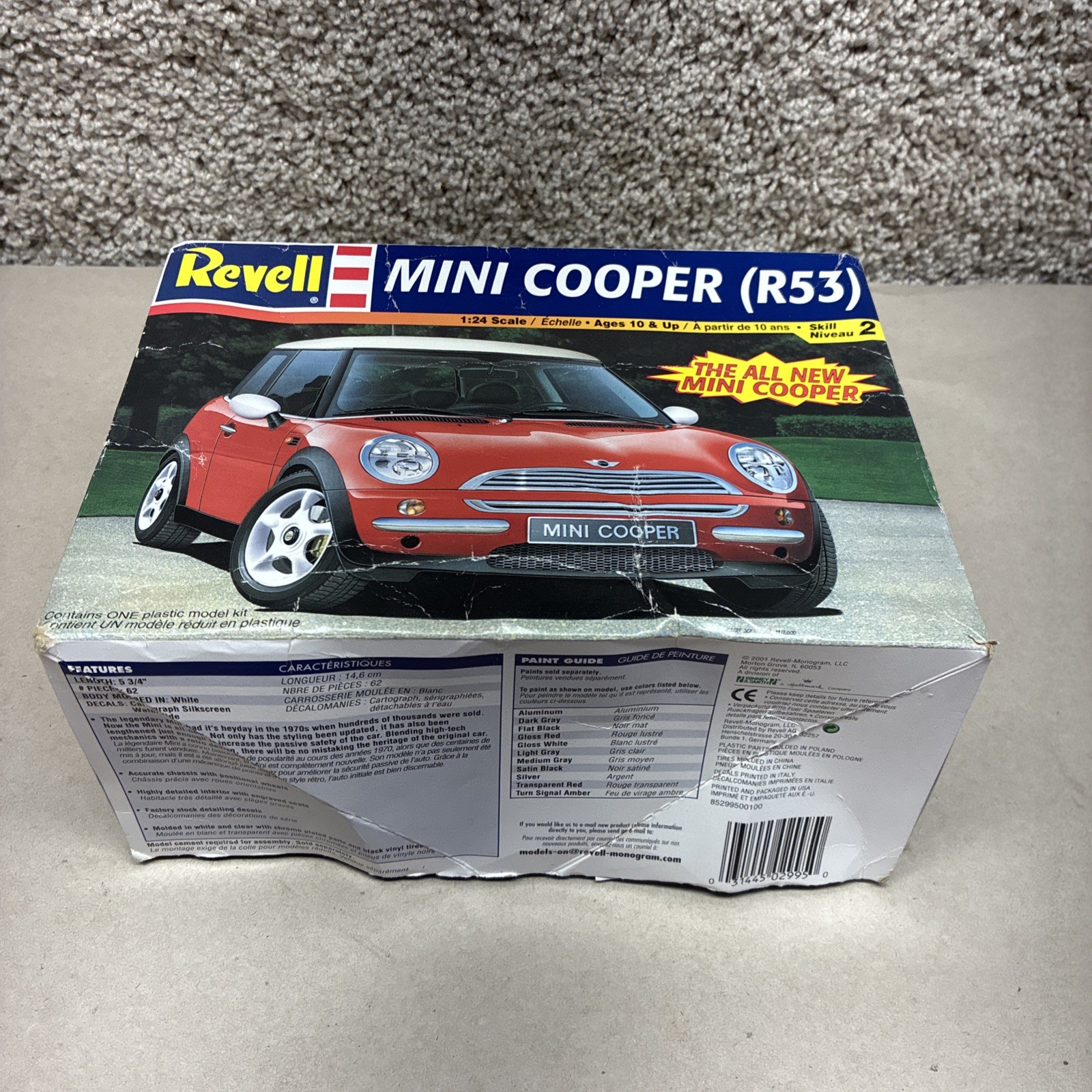 REVELL MINI COOPER (R53) NO Glue Or Paint - Open Box Sealed 