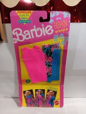 VTG BRAND NEW ON CARD BARBIE FASHION WRAPS SET 2934 MATTEL 1991 FLORESCENT PINK
