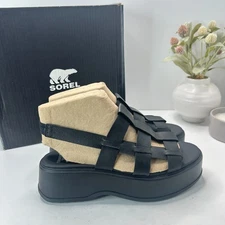 Sorel Dayspring Slingback Cage Platform Sandal Black NL5083-010 Women's 12 NWB