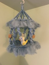 Mobile Baby Vintage Blue Ducks and Letter Blocks Macrame