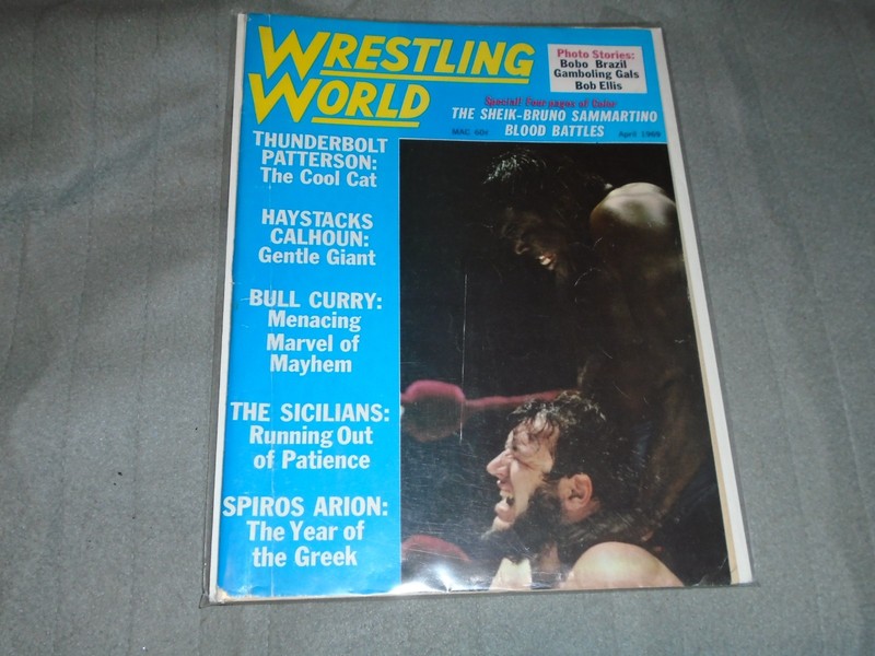 WRESTLING WORLD APRIL 1969 BRUNO SAMMARTINO SHEIK BOB ELLIS BULL CURRY WWWF WWF