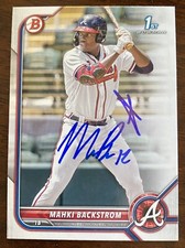 Mahki Backstrom Auto Signed 2022 Bowman Paper Prospect #BP-121 Atlanta Braves