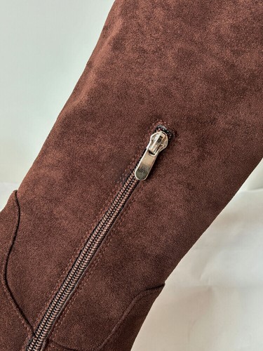 Scarpe stivali al ginocchio donna 2024 moda scamosciati punta quadrata cerniera tacco a blocco JWK - Foto 10 di 14