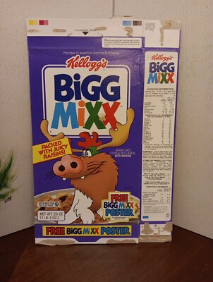 1990 Vintage Kellogg's Cereal Box Bigg Mixx~used Flat Empty ~Bigg Mixx