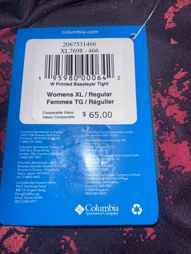 NUEVO Para mujer Columbia Impreso Baselayer Ajustado Talla XL Precio de venta sugerido por el fabricante: $65.00 - Imagen 9 de 9