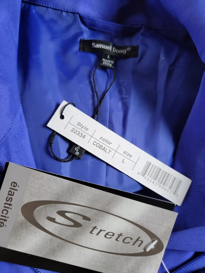 Gabardina plisada con volantes grande de cobalto ligera Samuel Dong para mujer nueva Foto 3 de 4