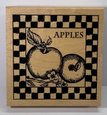 Hampton Art Stamps APPLES WITH BORDER Wood Mount Rubber Stamp Unused