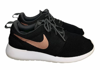 Womens NIKE ID Black With Rose Gold Swoosh Lightweight Knit Sneakers Size 8.5 | eBay