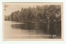 RPPC 1936 Sanborn Camp Echo Lake Fayette ME Maine Kennebec County Postcard